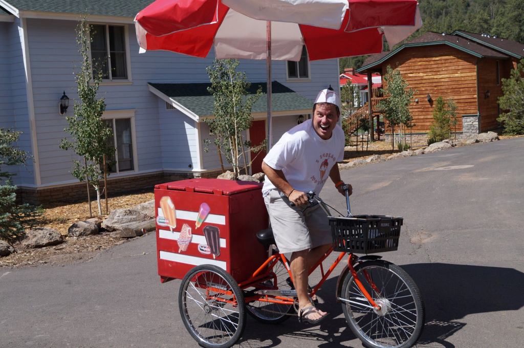  Of course a person committed to hospitality would serve ice cream to his guests at summer camp -- another great Tank vision!