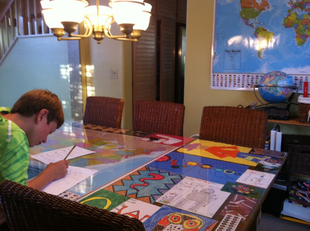  Hudson loves doing his homework in this space -- a space we used before two days a year, and now gets used almost daily.