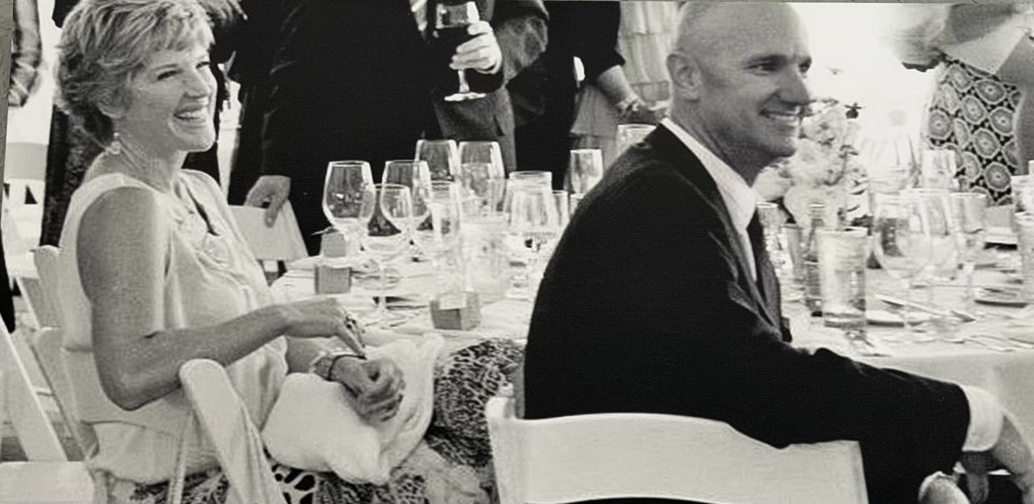 Marni and I at the wedding we were just on time for.